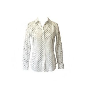 Unisex Burberry White Polka Dot Button Down Shirt